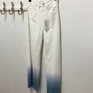 Women's White-to-Blue Ombre audrey wide leg Jeans